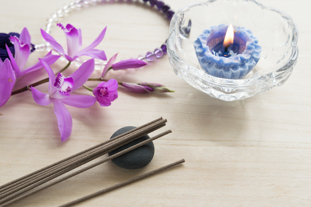 stick incense and orchid